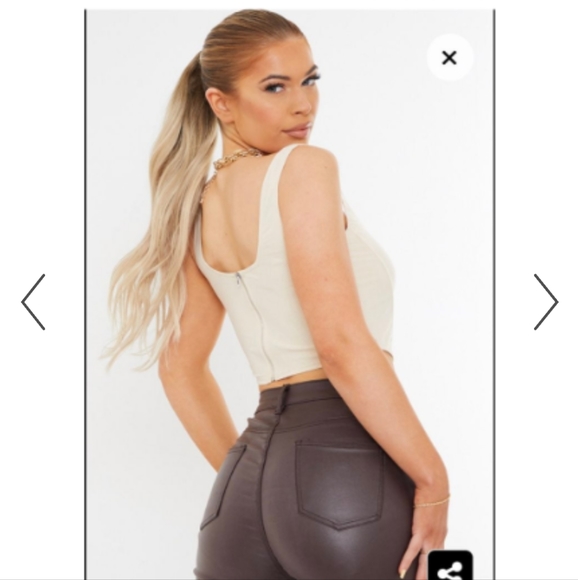 Prettylittlething cream mash corset long top NWT Size 6 - Picture 3 of 3